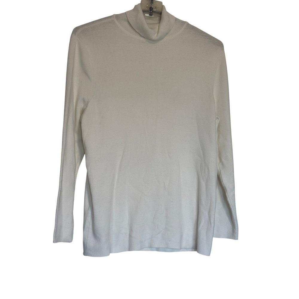Chicos Womens White Coolmax Cotton Blend Turtleneck Sweater Size 4 XXL
